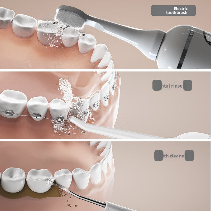 4 in 1 Oral Irrigator Water Floss Sonic Toothbrush Dental Cleaner For Hard Stains & Plaque