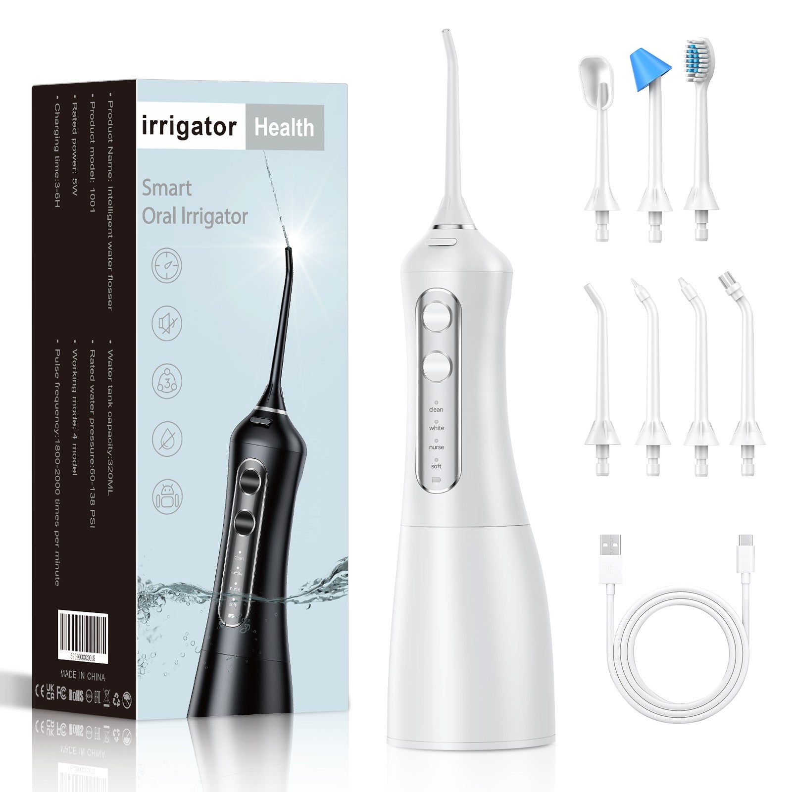 Cordless Dental Oral Irrigator Water Flosser Sonic Toothbrush Combo Travel Size