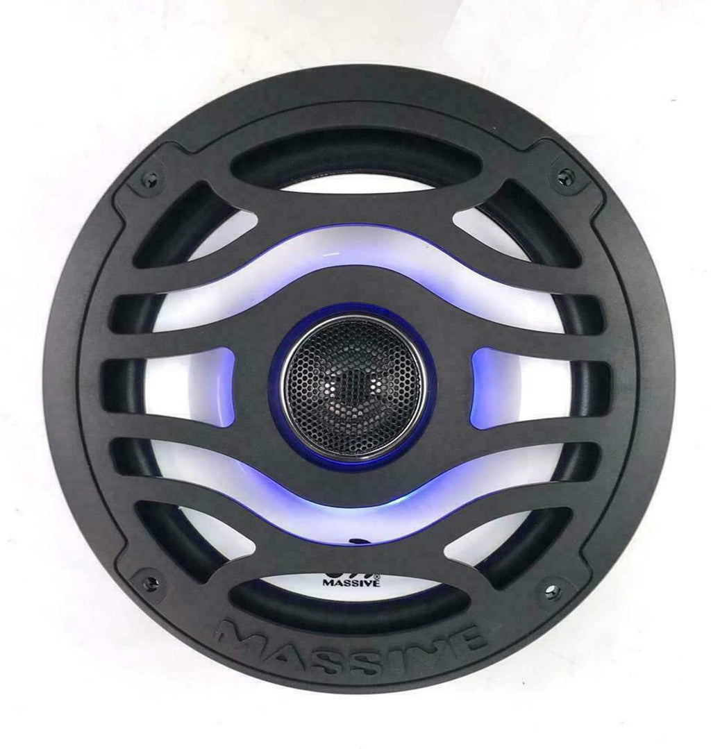 Massive Audio T65XE 80 Watt RMS 6.5" Marine Boat Audio Speakers 6-1/2" Blue LED