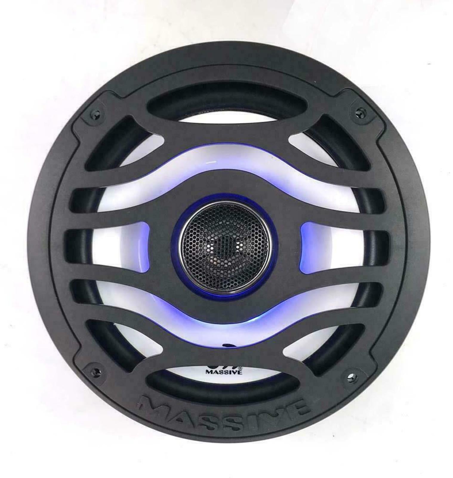 Massive Audio T65XE 80 Watt RMS 6.5" Marine Boat Audio Speakers 6-1/2" Blue LED