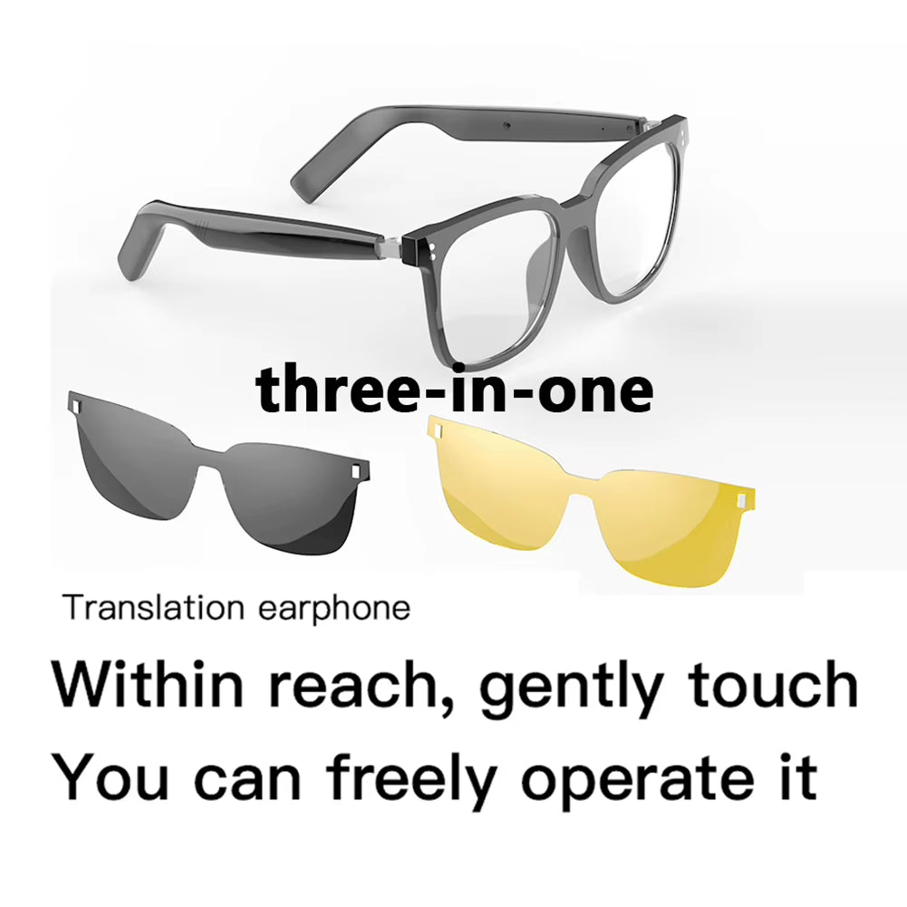 Intelligent Translator Anti Blue Light Glasses 144 Languages Audio Music Call Sunglasses Rechargeable Polarized Lens Smart Glasses for Men Women