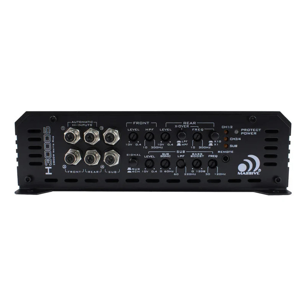 Massive Audio H30005 5 Channel AMPLIFIER 300 Watt RMS x 4 @ 2 Ohm + 1500W x 1