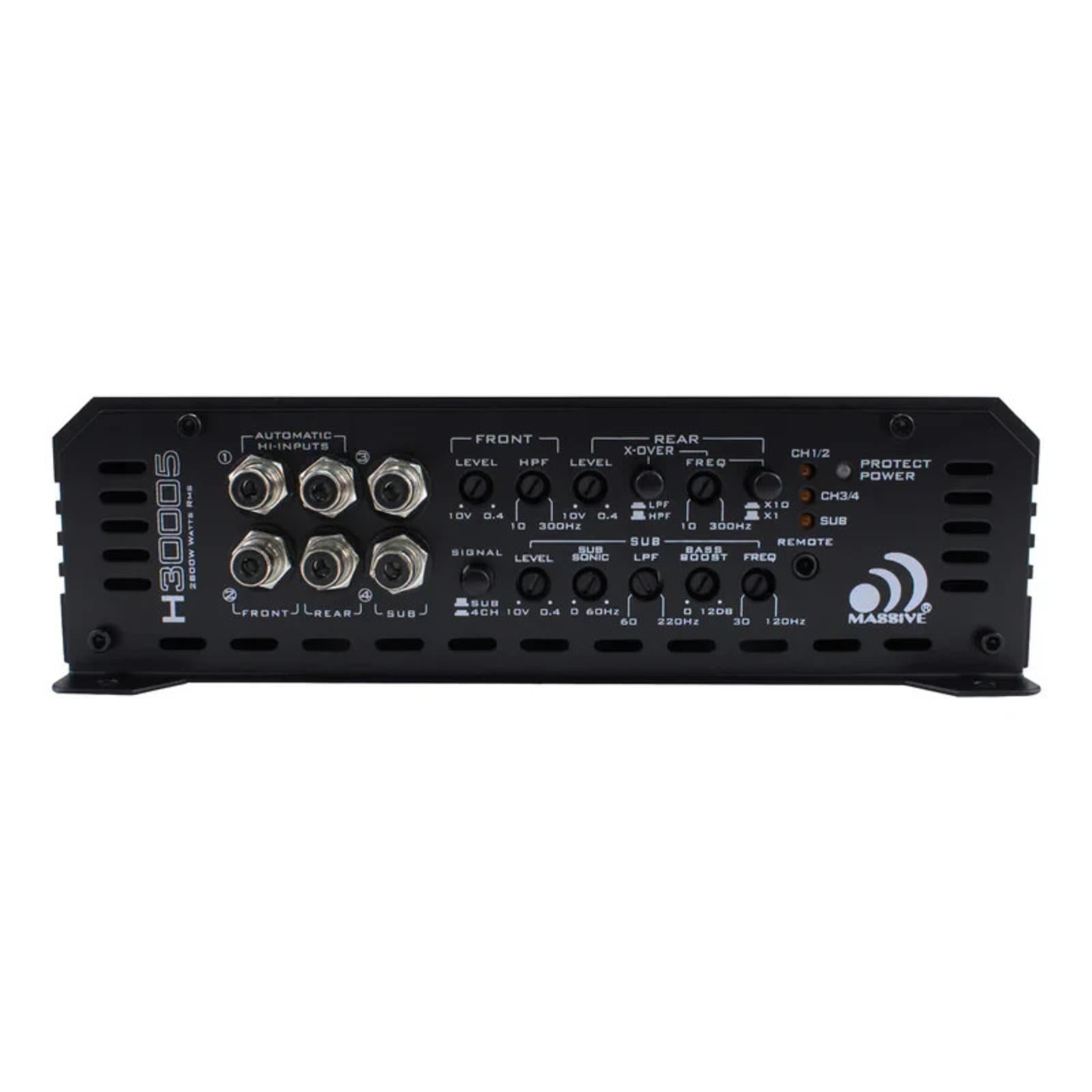 Massive Audio H30005 5 Channel AMPLIFIER 300 Watt RMS x 4 @ 2 Ohm + 1500W x 1