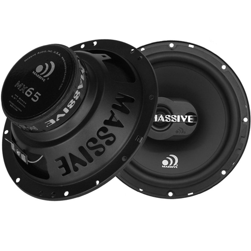 Pair Massive Audio MX65 250 Watt 6.5" 3-Way Coaxial Speakers 6-1/2" W/ Grilles