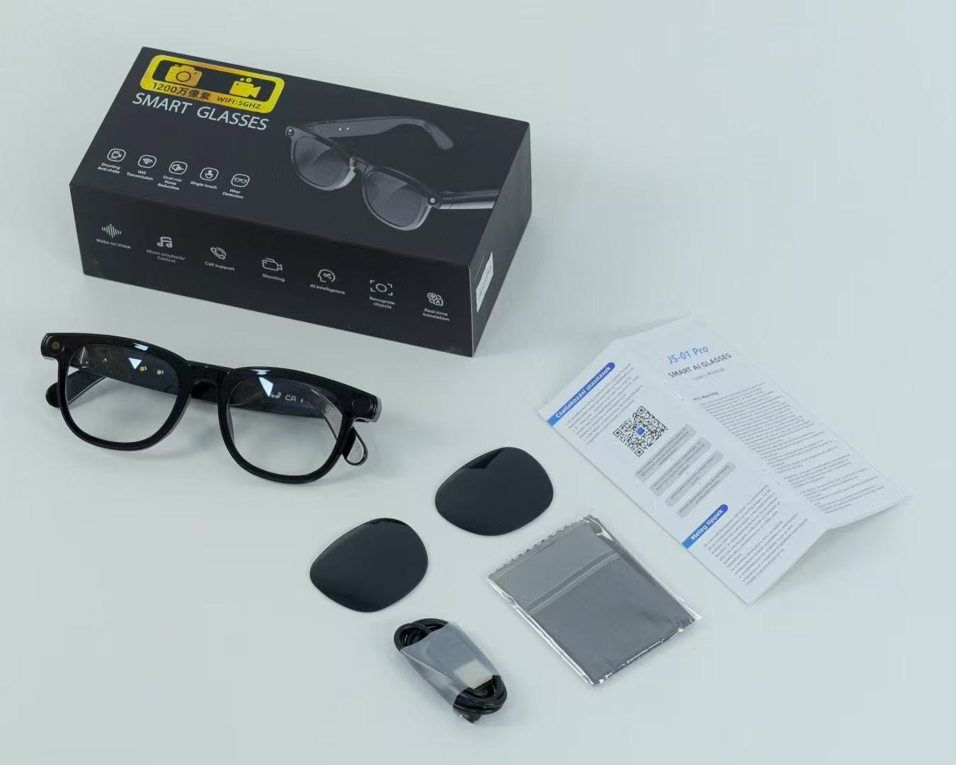 Js01Pro Smart AI Glasses with HD Camera Language Translator Bluetooth Speakers