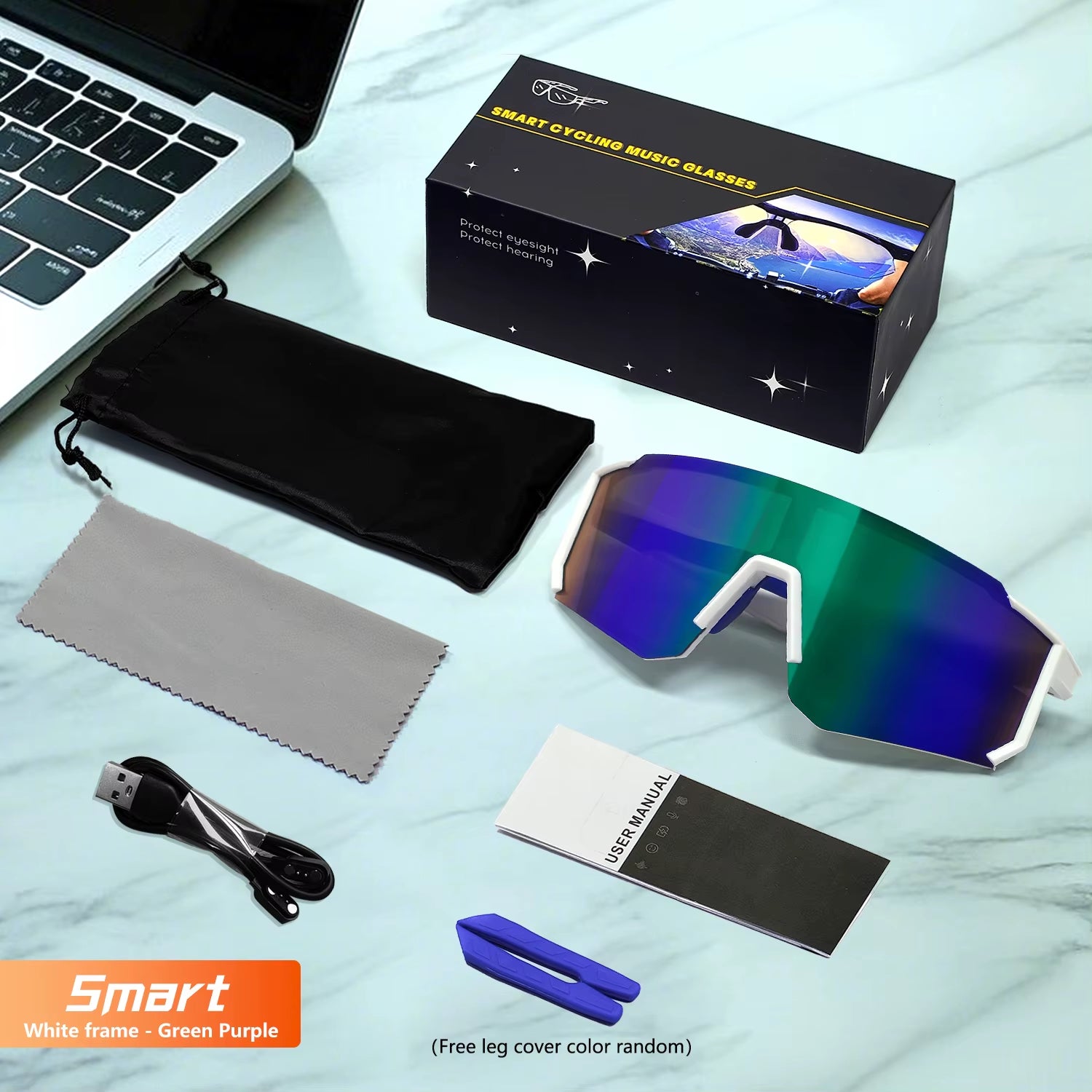 Qy-Pro1 Bluetooth Smart Sport Cycling Glasses AI Intelligent Translation Sunglasses Voice Remote Control Music Eyewear Waterproof Eyeglasses