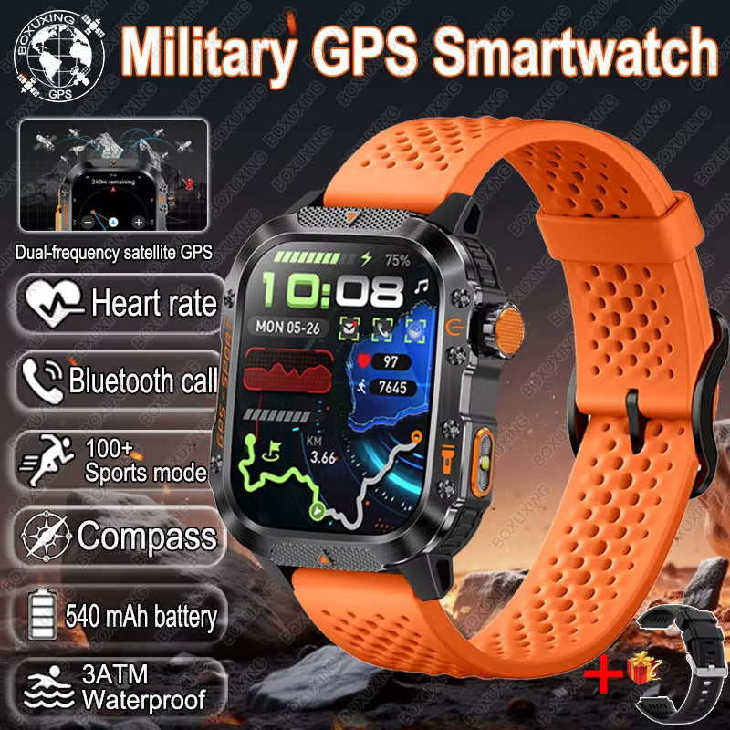 T-Rex 3 Military Outdoor GPS Smart Watch Men 3ATM Waterproof Built-In GPS Compass Heart Rate HD Bluetooth Call Sports Smartwatch