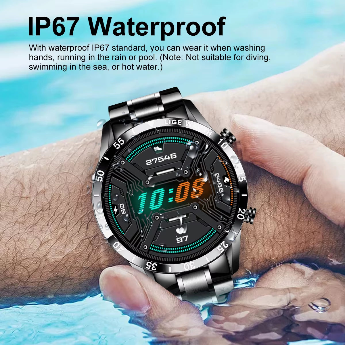 Luxury Smart Watch Touch Screen Bluetooth Call Waterproof Sport Fitness Health Monitor for Men