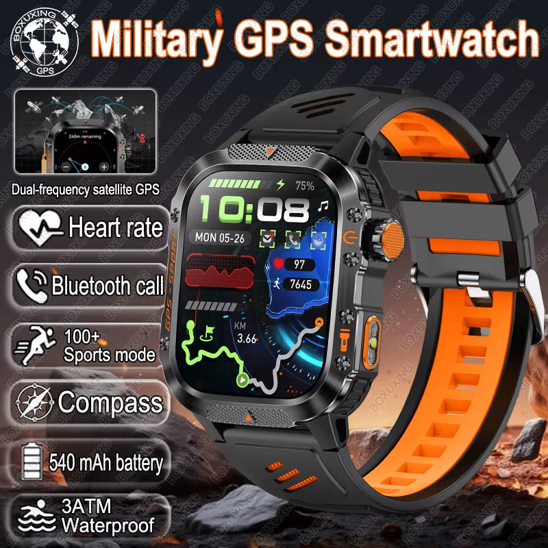 T-Rex 3 Military Outdoor GPS Smart Watch Men 3ATM Waterproof Built-In GPS Compass Heart Rate HD Bluetooth Call Sports Smartwatch