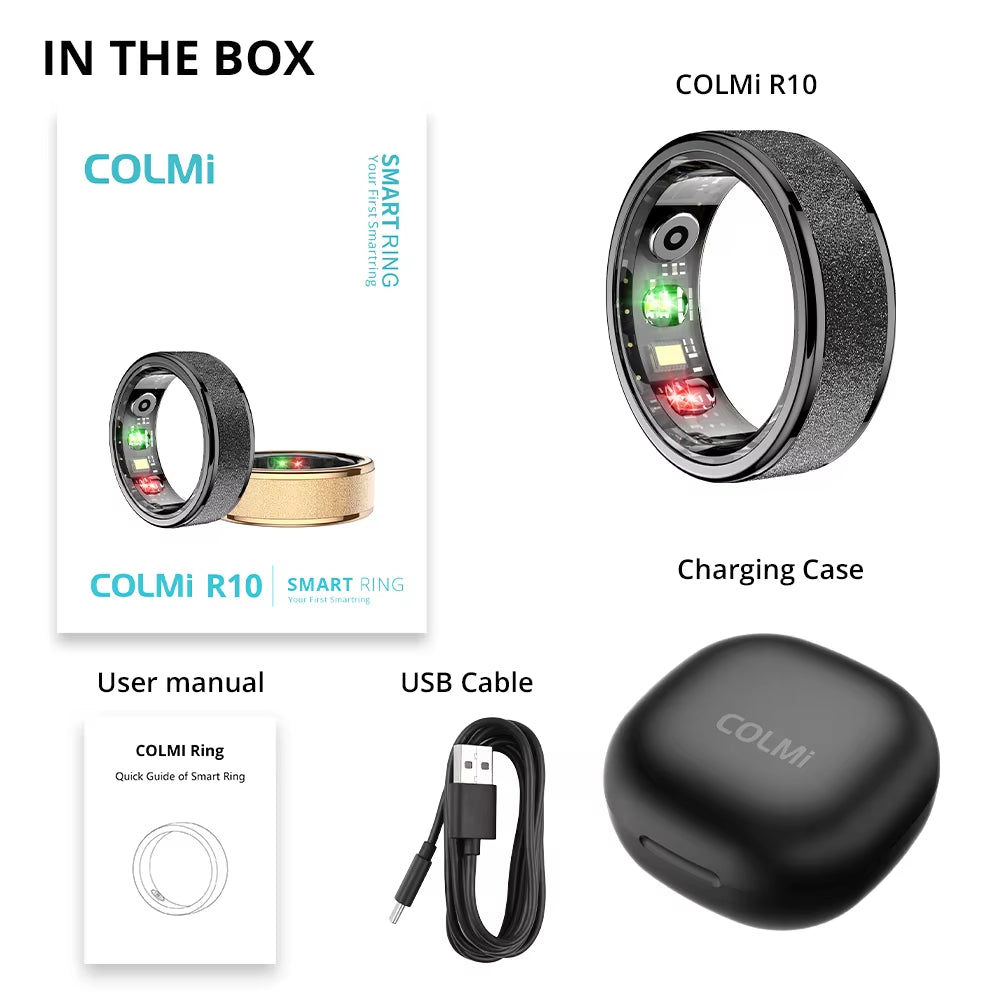 R10 Smart Ring with Charging Case, Health and Sleep Monitor, 5ATM Waterproof, Multi-Sport Mode