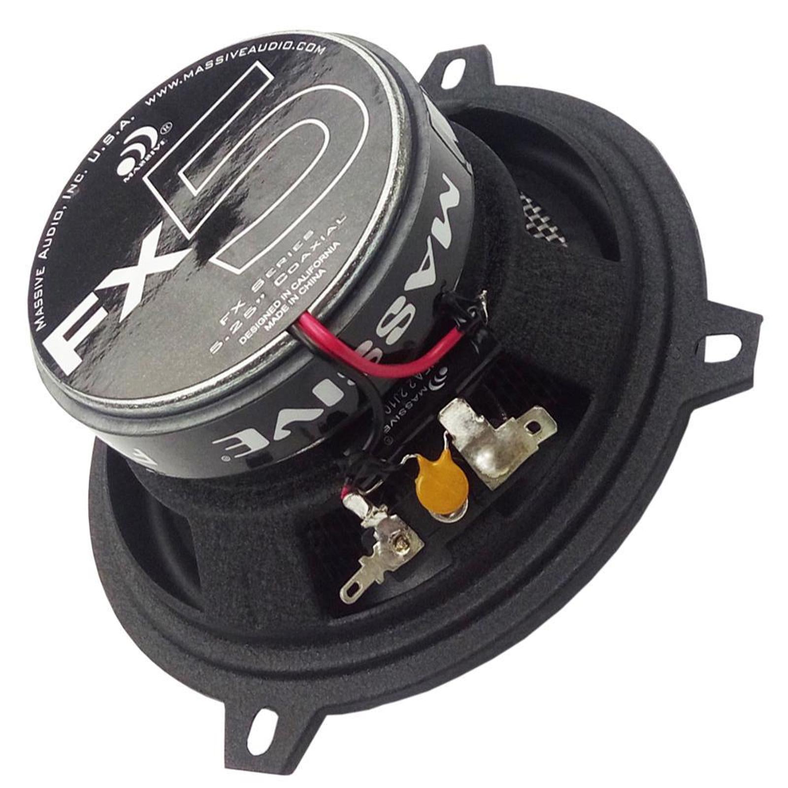 Pair Massive Audio FX5 240 Watt 5.25" 2-Way Coaxial Carbon Speakers W/ Grilles